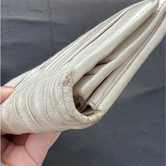 Prada Nappa Leather Gather Long Trifold Wallet Cera Cream Logo - Picture 8 of 17